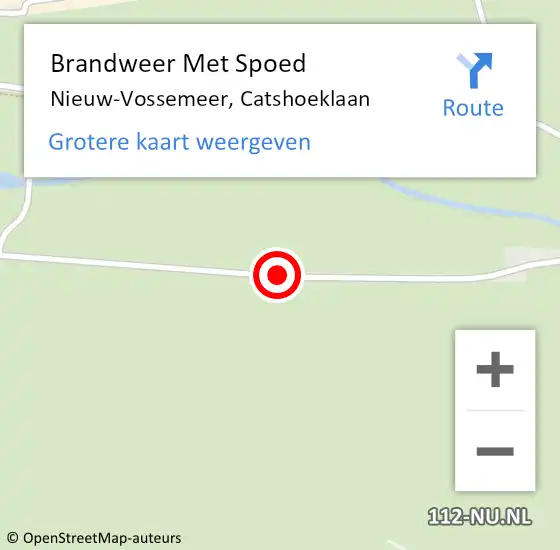 Locatie op kaart van de 112 melding: Brandweer Met Spoed Naar Nieuw-Vossemeer, Catshoeklaan op 21 oktober 2014 16:45