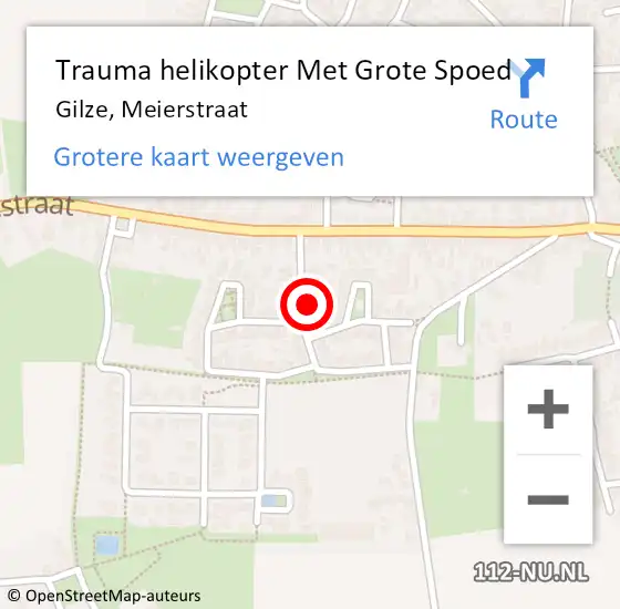 Locatie op kaart van de 112 melding: Trauma helikopter Met Grote Spoed Naar Gilze, Meierstraat op 28 september 2024 21:20