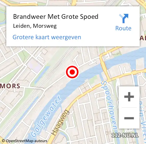 Locatie op kaart van de 112 melding: Brandweer Met Grote Spoed Naar Leiden, Morsweg op 28 september 2024 21:31