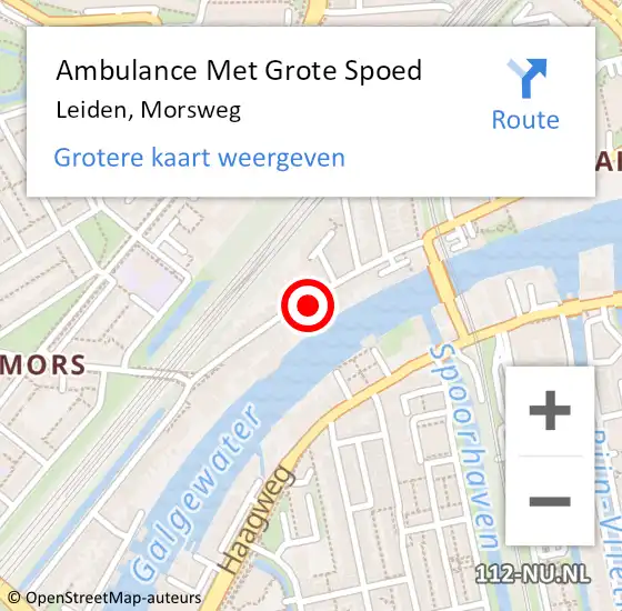 Locatie op kaart van de 112 melding: Ambulance Met Grote Spoed Naar Leiden, Morsweg op 28 september 2024 21:31