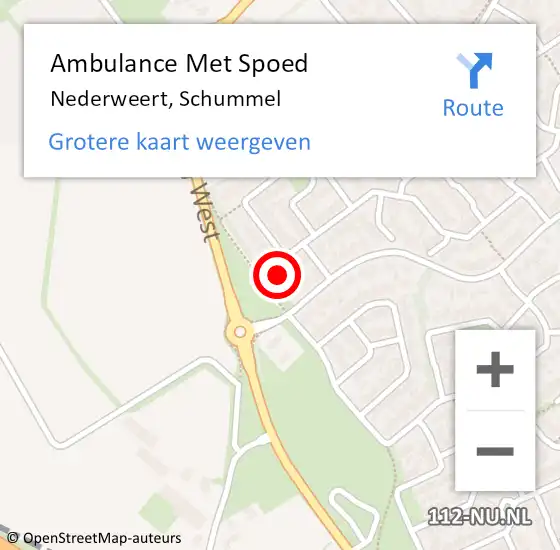 Locatie op kaart van de 112 melding: Ambulance Met Spoed Naar Nederweert, Schummel op 28 september 2024 22:03