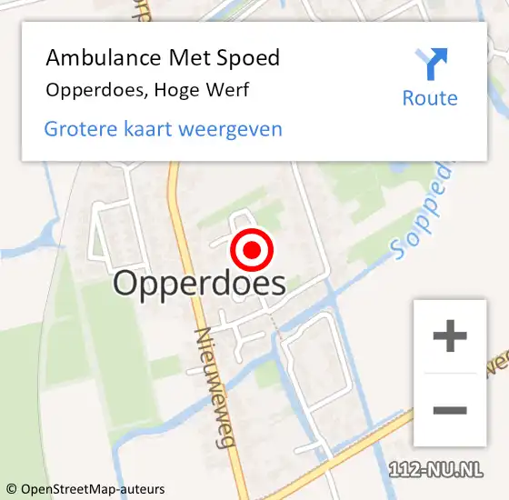 Locatie op kaart van de 112 melding: Ambulance Met Spoed Naar Opperdoes, Hoge Werf op 28 september 2024 22:21