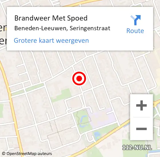 Locatie op kaart van de 112 melding: Brandweer Met Spoed Naar Beneden-Leeuwen, Seringenstraat op 28 september 2024 22:27