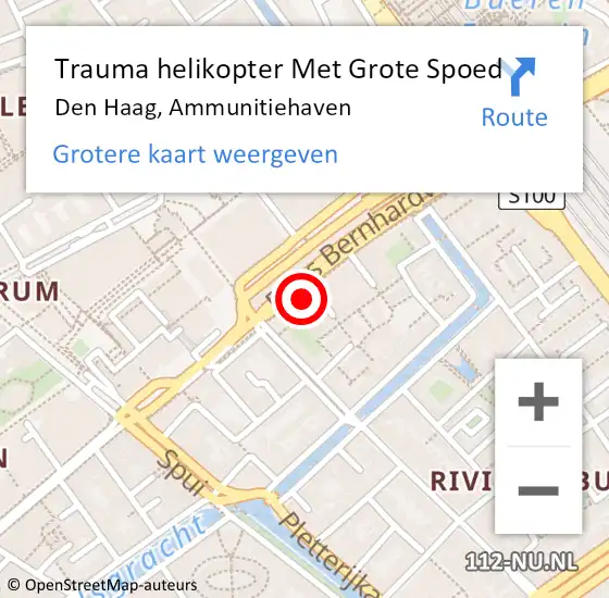 Locatie op kaart van de 112 melding: Trauma helikopter Met Grote Spoed Naar Den Haag, Ammunitiehaven op 28 september 2024 22:28