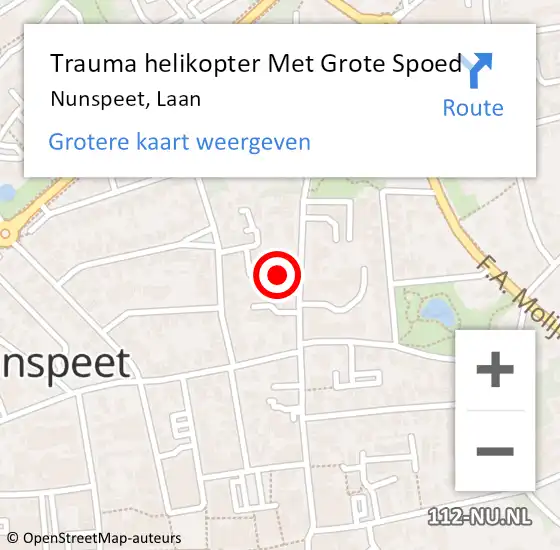 Locatie op kaart van de 112 melding: Trauma helikopter Met Grote Spoed Naar Nunspeet, Laan op 28 september 2024 22:34