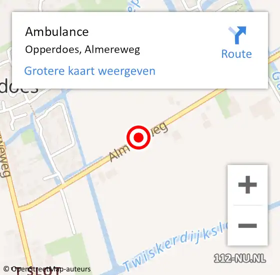 Locatie op kaart van de 112 melding: Ambulance Opperdoes, Almereweg op 28 september 2024 22:41