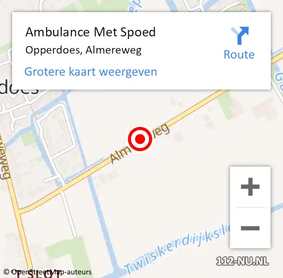 Locatie op kaart van de 112 melding: Ambulance Met Spoed Naar Opperdoes, Almereweg op 28 september 2024 22:42