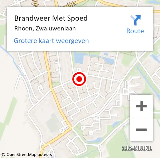 Locatie op kaart van de 112 melding: Brandweer Met Spoed Naar Rhoon, Zwaluwenlaan op 28 september 2024 23:05