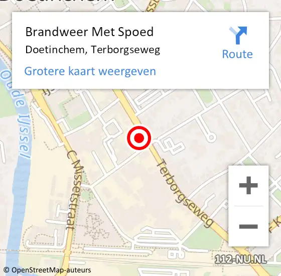 Locatie op kaart van de 112 melding: Brandweer Met Spoed Naar Doetinchem, Terborgseweg op 28 september 2024 23:13