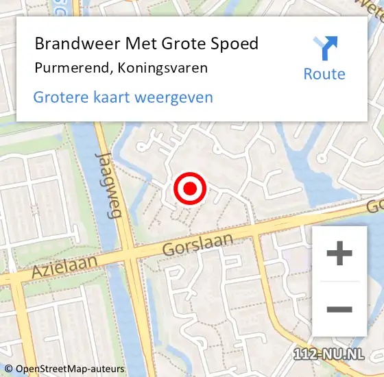 Locatie op kaart van de 112 melding: Brandweer Met Grote Spoed Naar Purmerend, Koningsvaren op 28 september 2024 23:43