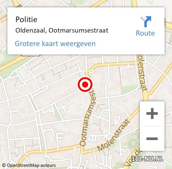 Locatie op kaart van de 112 melding: Politie Oldenzaal, Ootmarsumsestraat op 28 september 2024 23:52