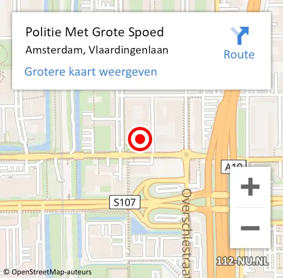 Locatie op kaart van de 112 melding: Politie Met Grote Spoed Naar Amsterdam, Vlaardingenlaan op 28 september 2024 23:56