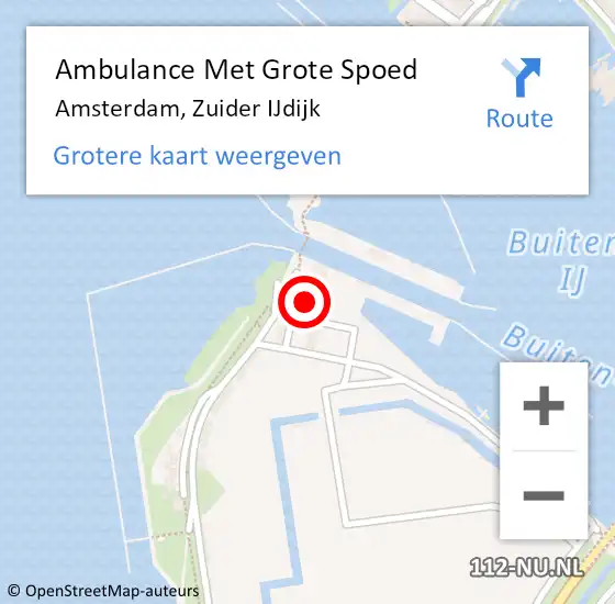 Locatie op kaart van de 112 melding: Ambulance Met Grote Spoed Naar Amsterdam, Zuider IJdijk op 29 september 2024 00:03