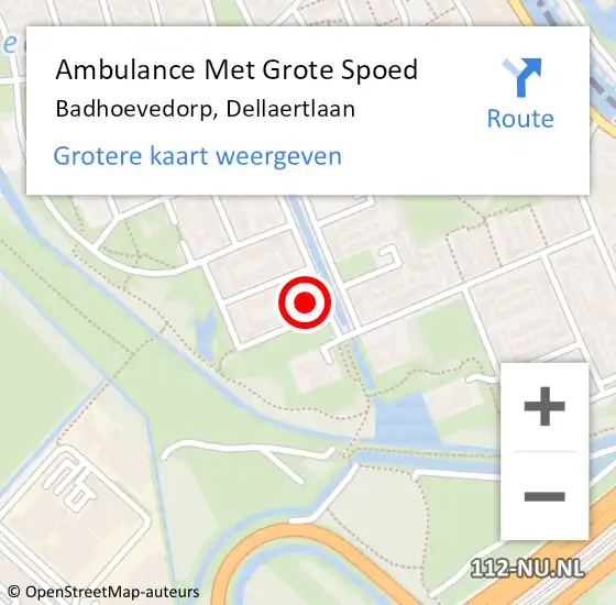 Locatie op kaart van de 112 melding: Ambulance Met Grote Spoed Naar Badhoevedorp, Dellaertlaan op 29 september 2024 00:17