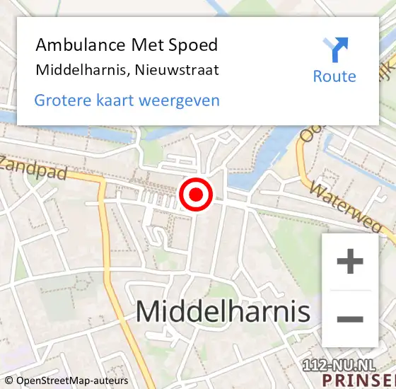 Locatie op kaart van de 112 melding: Ambulance Met Spoed Naar Middelharnis, Nieuwstraat op 29 september 2024 00:18