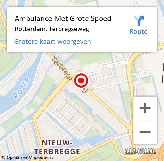 Locatie op kaart van de 112 melding: Ambulance Met Grote Spoed Naar Rotterdam, Terbregseweg op 29 september 2024 00:33