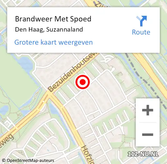 Locatie op kaart van de 112 melding: Brandweer Met Spoed Naar Den Haag, Suzannaland op 29 september 2024 00:33