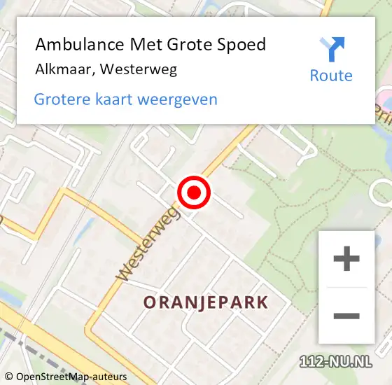 Locatie op kaart van de 112 melding: Ambulance Met Grote Spoed Naar Alkmaar, Westerweg op 29 september 2024 00:34