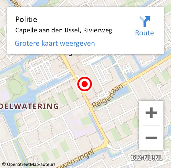 Locatie op kaart van de 112 melding: Politie Capelle aan den IJssel, Rivierweg op 29 september 2024 00:57