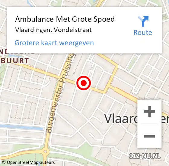 Locatie op kaart van de 112 melding: Ambulance Met Grote Spoed Naar Vlaardingen, Vondelstraat op 29 september 2024 01:20