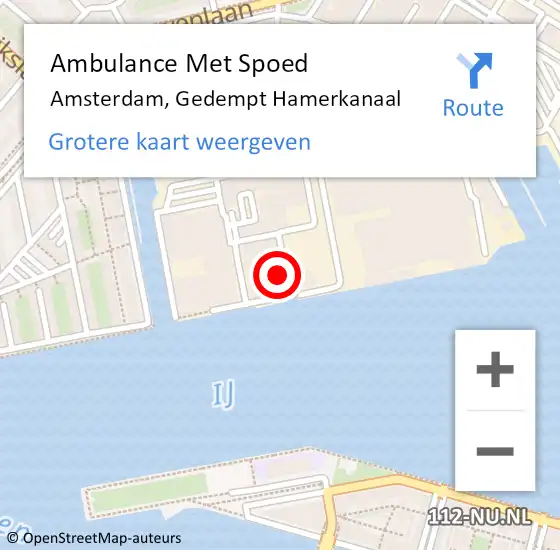 Locatie op kaart van de 112 melding: Ambulance Met Spoed Naar Amsterdam, Gedempt Hamerkanaal op 29 september 2024 01:27