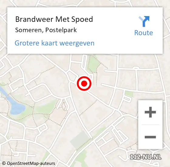 Locatie op kaart van de 112 melding: Brandweer Met Spoed Naar Someren, Postelpark op 29 september 2024 01:38