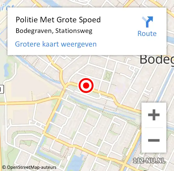 Locatie op kaart van de 112 melding: Politie Met Grote Spoed Naar Bodegraven, Stationsweg op 29 september 2024 01:54