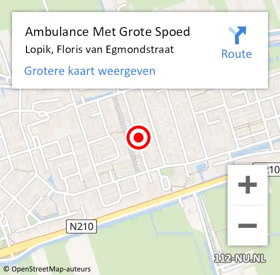 Locatie op kaart van de 112 melding: Ambulance Met Grote Spoed Naar Lopik, Floris van Egmondstraat op 29 september 2024 02:05