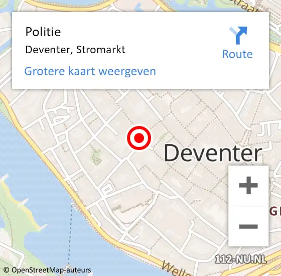 Locatie op kaart van de 112 melding: Politie Deventer, Stromarkt op 29 september 2024 02:22