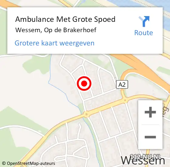 Locatie op kaart van de 112 melding: Ambulance Met Grote Spoed Naar Wessem, Op de Brakerhoef op 29 september 2024 02:28