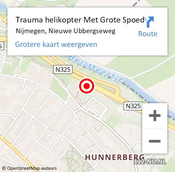 Locatie op kaart van de 112 melding: Trauma helikopter Met Grote Spoed Naar Nijmegen, Nieuwe Ubbergseweg op 29 september 2024 02:32