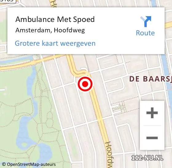 Locatie op kaart van de 112 melding: Ambulance Met Spoed Naar Amsterdam, Hoofdweg op 29 september 2024 03:02