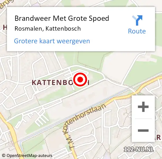 Locatie op kaart van de 112 melding: Brandweer Met Grote Spoed Naar Rosmalen, Kattenbosch op 29 september 2024 03:10