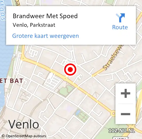 Locatie op kaart van de 112 melding: Brandweer Met Spoed Naar Venlo, Parkstraat op 29 september 2024 04:19