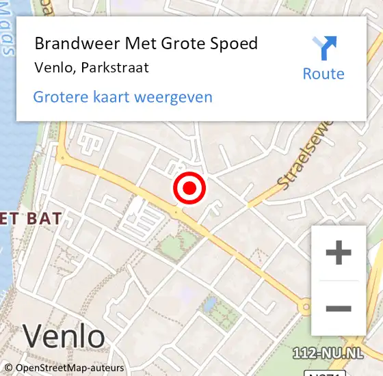 Locatie op kaart van de 112 melding: Brandweer Met Grote Spoed Naar Venlo, Parkstraat op 29 september 2024 04:22