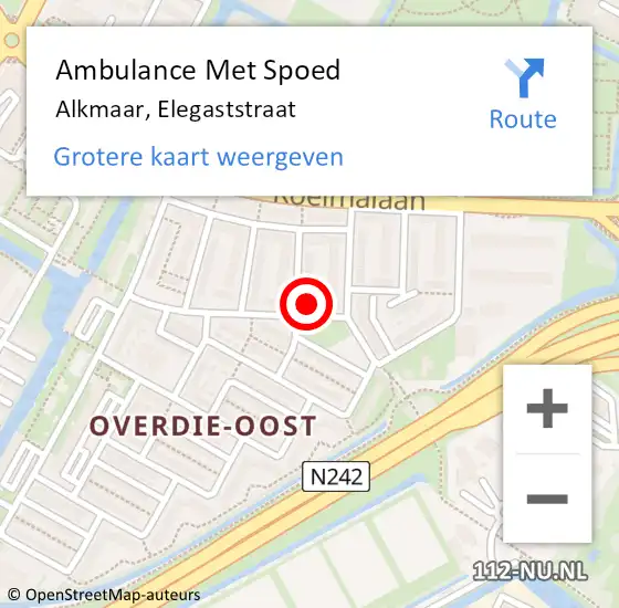 Locatie op kaart van de 112 melding: Ambulance Met Spoed Naar Alkmaar, Elegaststraat op 29 september 2024 04:51