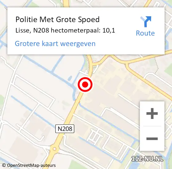 Locatie op kaart van de 112 melding: Politie Met Grote Spoed Naar Lisse, N208 hectometerpaal: 10,1 op 29 september 2024 05:01