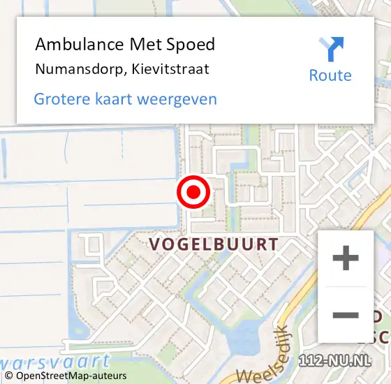 Locatie op kaart van de 112 melding: Ambulance Met Spoed Naar Numansdorp, Kievitstraat op 29 september 2024 05:21