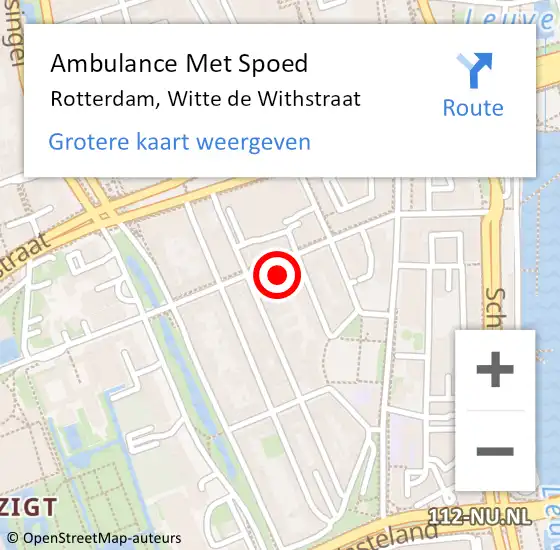 Locatie op kaart van de 112 melding: Ambulance Met Spoed Naar Rotterdam, Witte de Withstraat op 29 september 2024 05:36