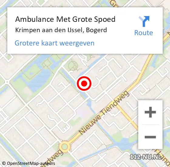 Locatie op kaart van de 112 melding: Ambulance Met Grote Spoed Naar Krimpen aan den IJssel, Bogerd op 29 september 2024 05:44