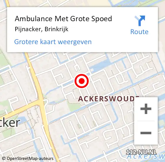 Locatie op kaart van de 112 melding: Ambulance Met Grote Spoed Naar Pijnacker, Brinkrijk op 29 september 2024 06:34