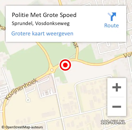 Locatie op kaart van de 112 melding: Politie Met Grote Spoed Naar Sprundel, Vosdonkseweg op 29 september 2024 06:59