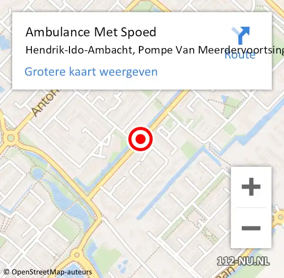 Locatie op kaart van de 112 melding: Ambulance Met Spoed Naar Hendrik-Ido-Ambacht, Pompe Van Meerdervoortsingel op 21 oktober 2014 17:18