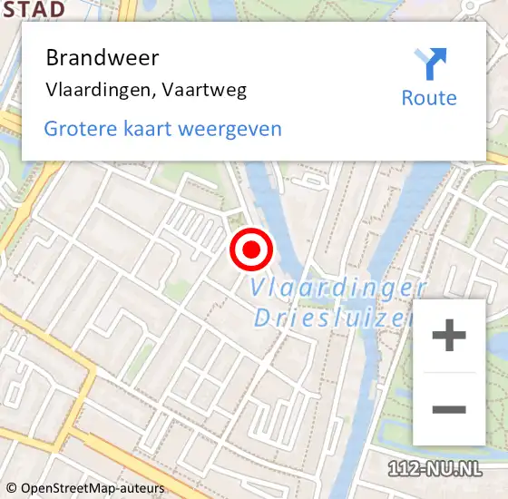 Locatie op kaart van de 112 melding: Brandweer Vlaardingen, Vaartweg op 29 september 2024 07:57