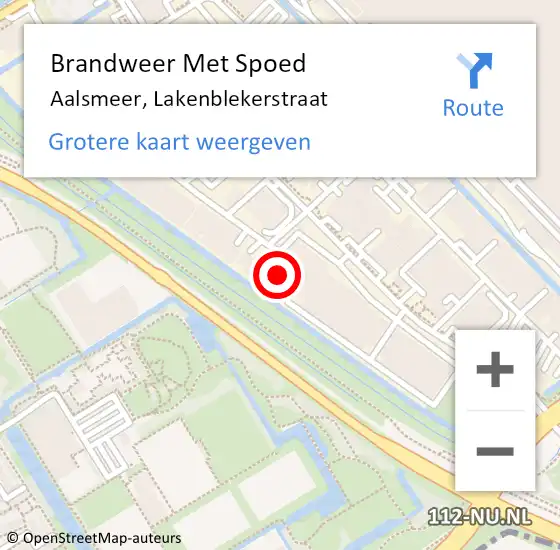 Locatie op kaart van de 112 melding: Brandweer Met Spoed Naar Aalsmeer, Lakenblekerstraat op 29 september 2024 08:21