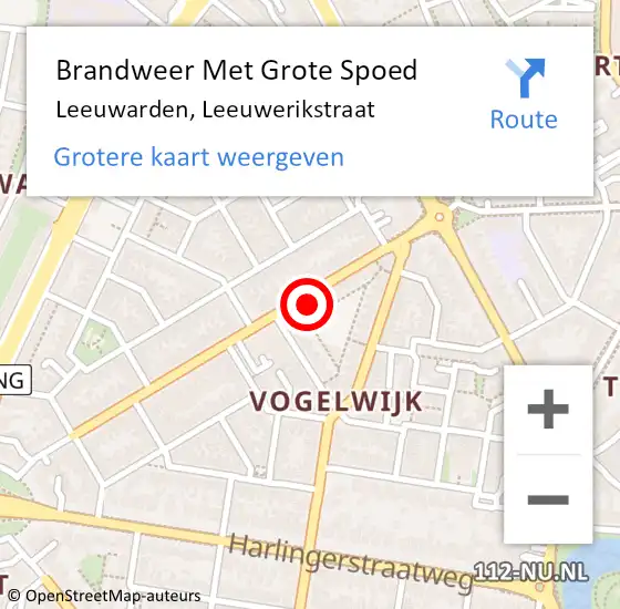 Locatie op kaart van de 112 melding: Brandweer Met Grote Spoed Naar Leeuwarden, Leeuwerikstraat op 29 september 2024 08:24