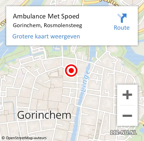 Locatie op kaart van de 112 melding: Ambulance Met Spoed Naar Gorinchem, Rosmolensteeg op 29 september 2024 08:31