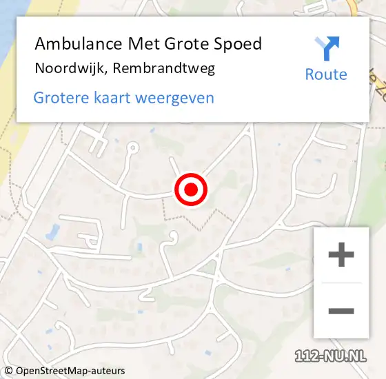 Locatie op kaart van de 112 melding: Ambulance Met Grote Spoed Naar Noordwijk, Rembrandtweg op 29 september 2024 08:32