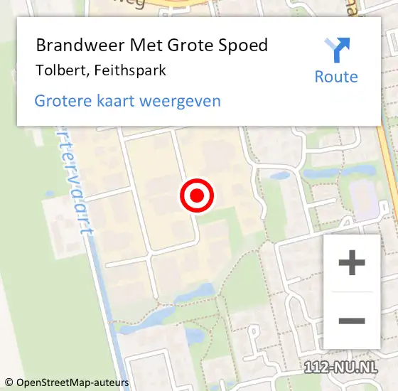 Locatie op kaart van de 112 melding: Brandweer Met Grote Spoed Naar Tolbert, Feithspark op 21 oktober 2014 17:22