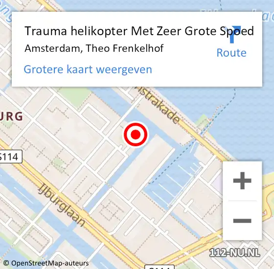 Locatie op kaart van de 112 melding: Trauma helikopter Met Zeer Grote Spoed Naar Amsterdam, Theo Frenkelhof op 29 september 2024 09:14